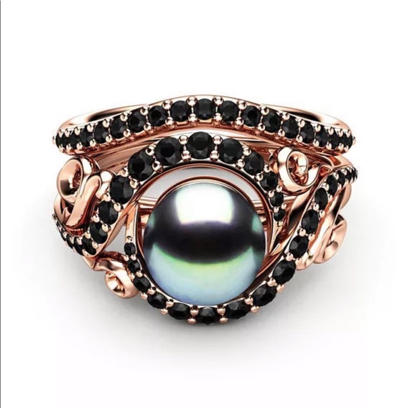Jodi's Jewelry Jewelry - TahitIan Pearl 18KT Rose Gold Filled Blk Sapphire